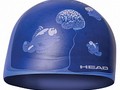 Шапочка для плавания HEAD SILICONE SKETCH силиконовая, для тренировок голубая с мозгами