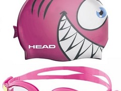 Комплект для плавания очки HEAD METEOR и шапочка, для детей розовый